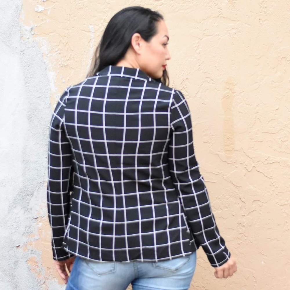 Black and white Grid Blazer - Picture 3 of 3